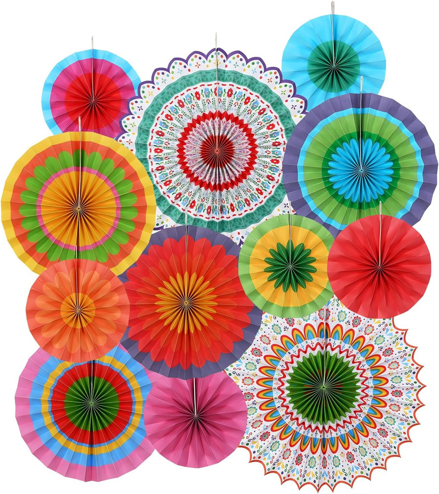 Fiesta Party Supplies Kit: Mexican Party Decorations with Fiesta Paper Fans – fo