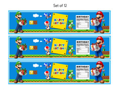 Birthday Water Bottle Labels, Gaming Theme Party Decorations, 8.5 x 2 inches