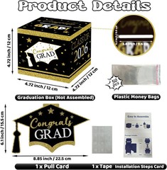 Graduation Money Box, 4.7″ Congrats Grad Gift Box, DIY Graduation Ca
