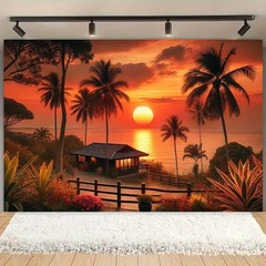 Natural Scenery Sunset Beach Backdrop Photo Background Birthday Party Decor