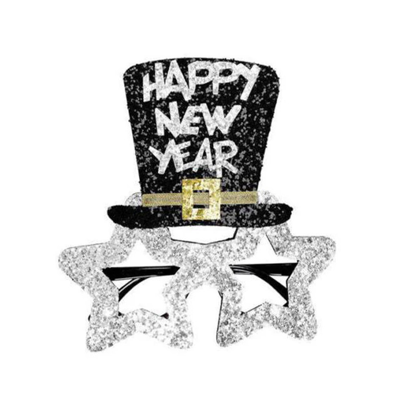 Happy New Year Star Glasses Photography Props Fake Eyeglasses Holiday Decoration