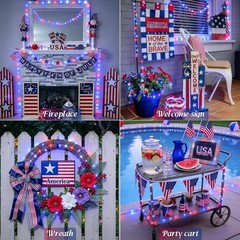 4 Pack Waterproof Red, White & Blue Fairy Lights – Perfect for 4th of July Decor