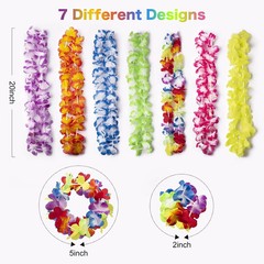 HongyiTime 56 Counts Hawaiian Leis, Luau Party Supplies of Elastic Flowers Neckl