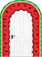 Summer Watermelon Door Cover Watermelon Arch Hanging Banner Summer Themed Backdr