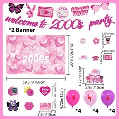 Y2K Party Decorations Early 2000s – 40 Pcs Pink Retro Themed Multicolor