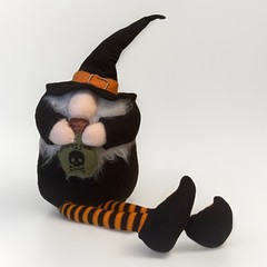 FANCY WITCH DOLL BLACK ORANGE 18”
