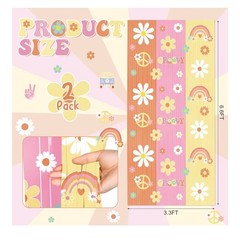 2 Pack Groovy Party Decoration 3.3 × 6.6 ft TwoGroovy Party Decorations Hippie