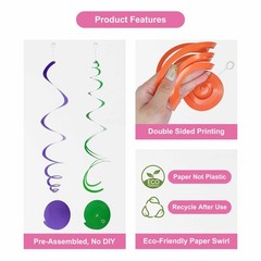 HonuGoGo 48‑Piece Multi-Color Paper Swirl Decorations – Hanging Party Swirls …