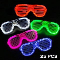 LED Light Up Party Glasses Bulk 12 or 25 Pack 5 Colors Neon Wedding Favors
