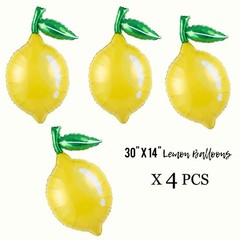 Lemon foil Balloons Summer lemonade with leaves Balloons for Fruit theme birt…