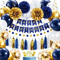 YGYXMY Birthday Decorations for Men, Navy Blue and Gold White