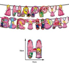 Super Mario Princess Peach Birthday Party Supplies Balloon Banner Cake Toppers