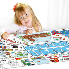 Kids Winter Giant Coloring Poster/Tablecloth Giant Poster 71×35 Inch with Classi