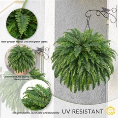 FOREST PRINCE 50″ Artificial Boston Ferns, Fake Bush 1 Pcs, 1 Pcs