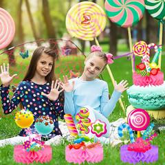 Candyland Party Table Decorations 9Pcs Candyland Lollipop Table Honeycomb Center