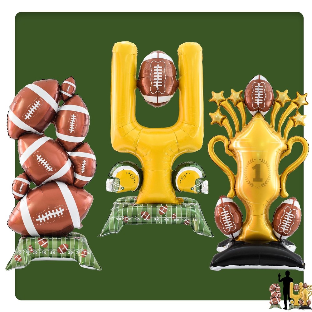 3pcs Standing Football Balloons Set, Football Party Decorations for Boys, 47i…