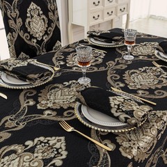 Loom and Mill Black Tablecloth 60 x 104 Inches, Classic Jacquard Rectangle Table