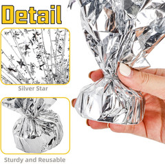 12 Pack Metallic Foil Spray Centerpiece, Glitter Silver Star Table Decoration, B