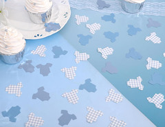 Blue Bodysuit Confetti – Blue Gingham Baby Shower Confetti,Baby Shower Decoratio