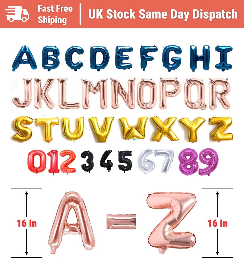 16 INCH FOIL LETTERS & NUMBERS BALLOONS CUSTOM AGE NAME OCCASION PARTY DECOR
