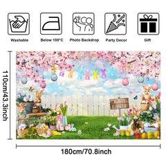 Mocsicka Happy Easter Backdrop Hello Spring Party 70.8 x 43.3 Inch, Pink