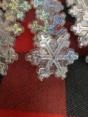 Snowflake Cupcake Topper Rings 24 pc Cake Decoration Christmas Glitter 1.5″