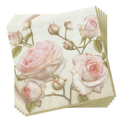 Decoupage Paper Cocktail Napkins Lucy Beauty Roses Cream Pink Vintage 40pcs