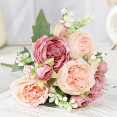 Artificial Flowers Fake Silk Peony Vases Flower Bouquets Home Room Decoration