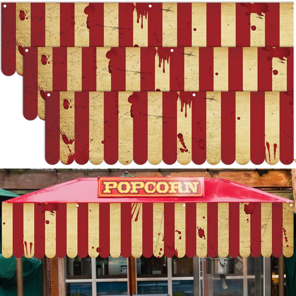 Halloween Circus Awning Horror Carnival Party Decorations red and white