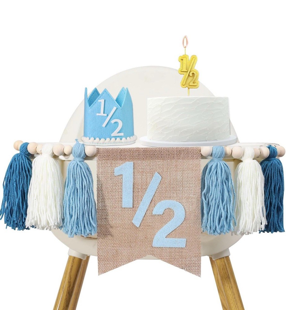 1/2 Birthday Boy Half Birthday Decorations High Chair Banner, 6 Month Tassel …