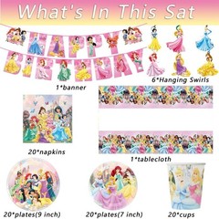 Disney Princess Birthday Decorations Party Supplies Set 88PCS Cups Plates Nap…