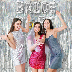 Silver Streamers Party Backdrop – 2Pcs 3.2×8.2ft Tinsel Foil Fringe Curtain for