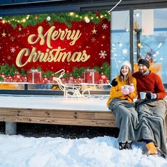 Large Merry Christmas Banner 72×44 Inch Christmas Backdrop For Christmas Party D