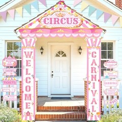Carnival Circus Porch Banner Decorations Circus Party Awning Hanging Banner