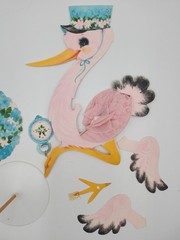 Vintage Stork Art Tissue Centerpiece Baby Shower Ambassador