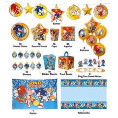 Sonic The Hedgehog Birthday Party Kit Supplies for 10 Video Game Party