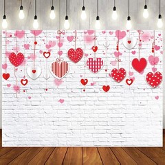 Durable 8x6ft Backdrop with Red Hearts Perfect for Valentine’s Celebrations