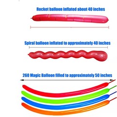 260 Long Balloons – Latex Twisting Balloons, Rocket, Spiral, Children’s Party…