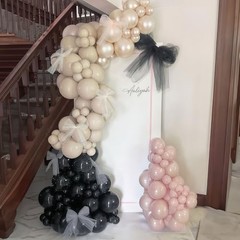 60 PCS Black and Pink Balloons, Retro Dusty Pink Ivory Sand Black Pink White