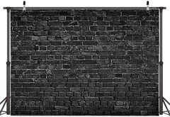 7x5FT Black Brick Wall Photography Backdrop Vintage Theme Stone Brick Design