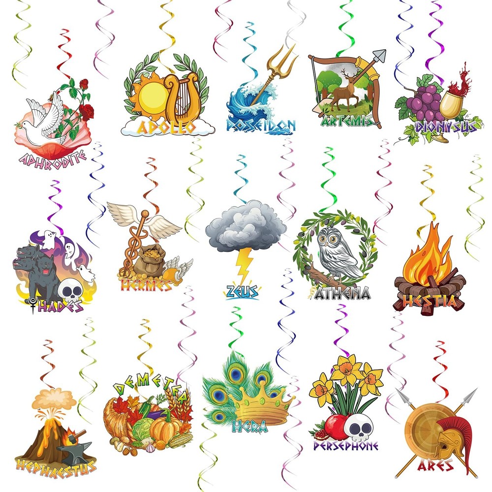 Greek Mythology Hanging Swirls Decor, 30pcs Olympian Gods Hanging Swirls, Gre…