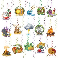 Greek Mythology Hanging Swirls Decor, 30pcs Olympian Gods Hanging Swirls, Gre…