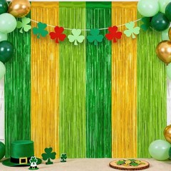 Party-Ready Gold and Light Green Foil Streamers – 2 Pack, Easy to Assemble