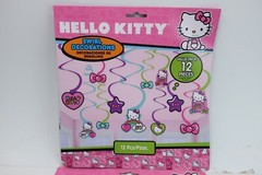 Hello Kitty Birthday Party Decoration 2 x 12 Piece Swirl & 8 Pack Invitation Set