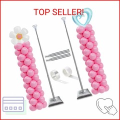 DECOJOY Balloon Column Stand Set of 2, Adjustable 7 Feet Ballon Arch Stands with