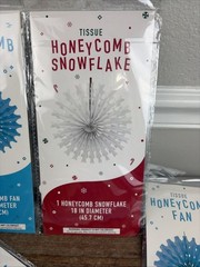 Lot 4 Honey Comb Tissue Fan Blue (3) Birthday Party Snowflake White (1) Wedding