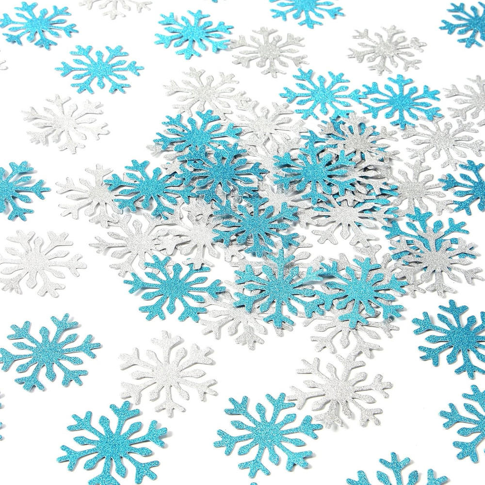 Snowflake Teal Silver Party-Decorations Frozen Confetti – 100pcs Glitter Paper d