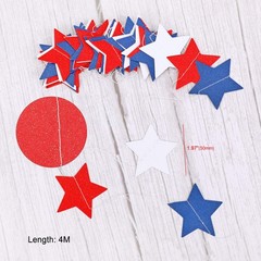 4th of July Decorations Red White and Blue USA Flag Burlap Banner, Star Streamer