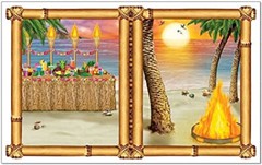 LUAU SUNSET Tiki Party Decoration WINDOW Wall Poster Creates a view