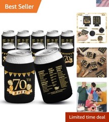 Premium 70th Birthday Party Can Coolers – 12 Neoprene Sleeves in Stylish Design